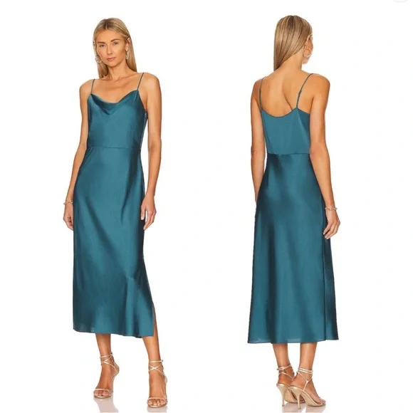 vince satin midi slip dress Vince Satin Slip Midi-Dress